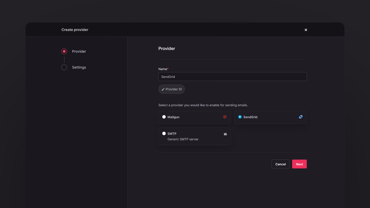 Setup email provider