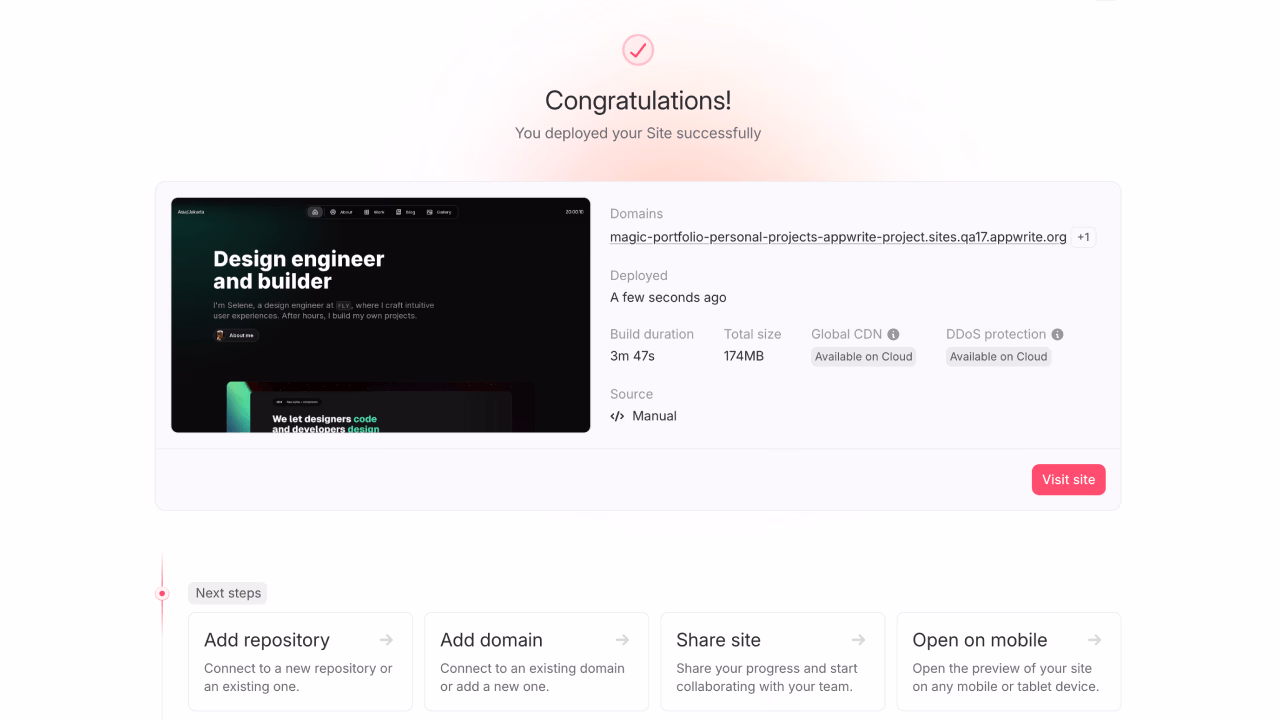 Configure site details