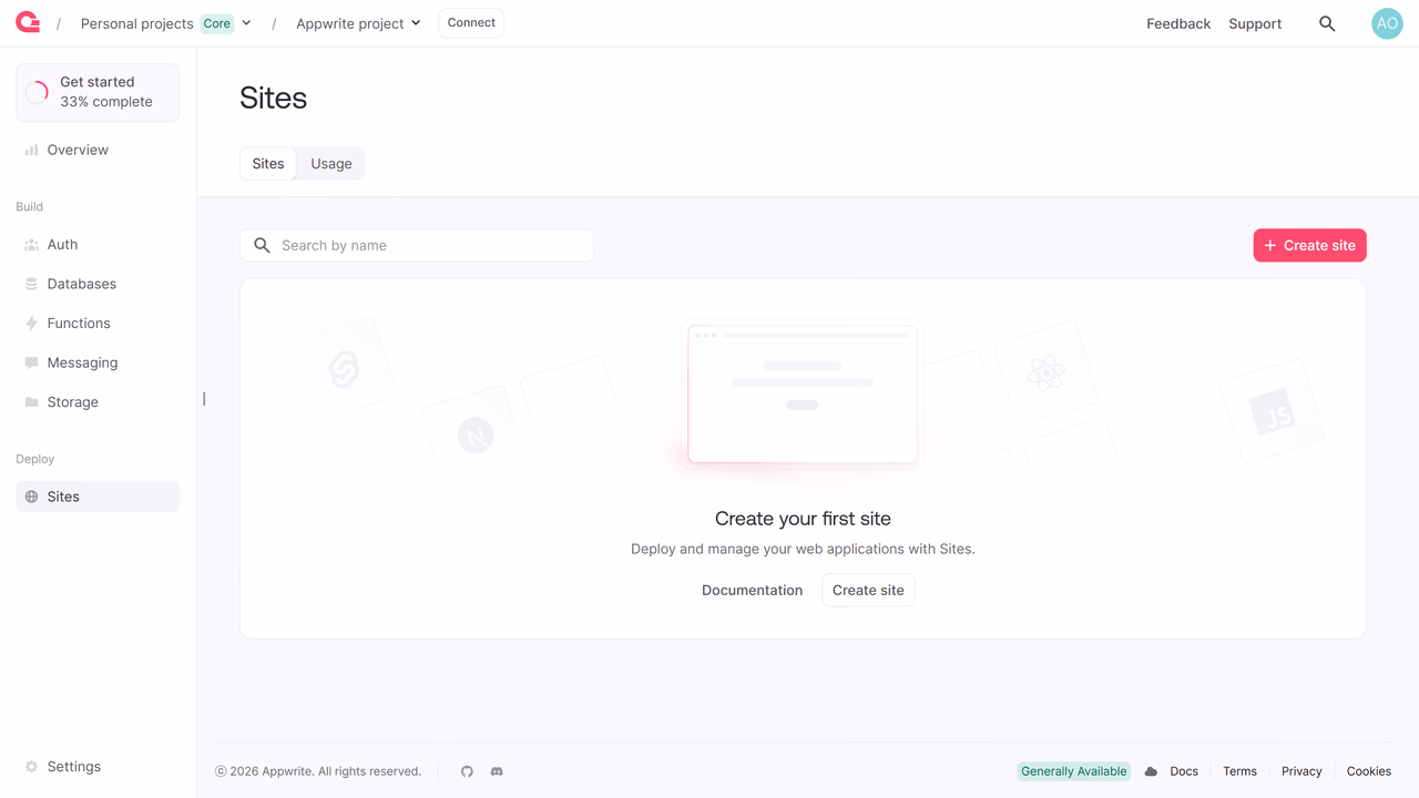 Create new site