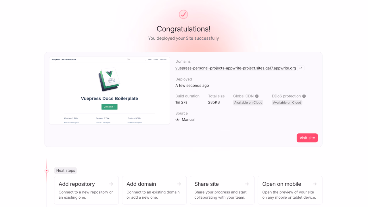 Configure site details